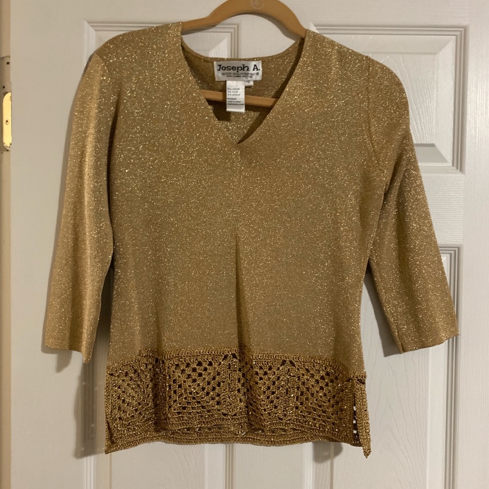 Knit gold metallic blouse